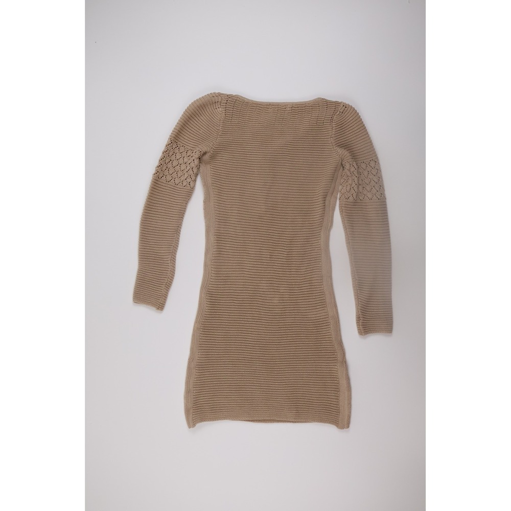 Promesa‎ Sweater Dress Pointelle Knit S Natural Tan Long Sleeve Boho UDB1007-VC - Picture 2 of 7